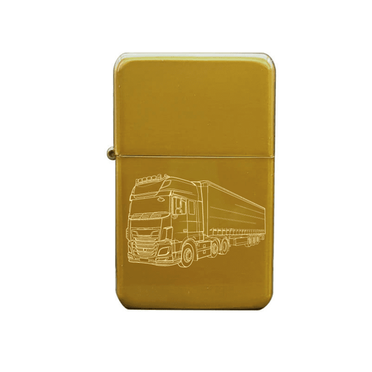 Illustration of HGV Lorry Artwork engraved on Fuel Lighter | Giftware Engraved