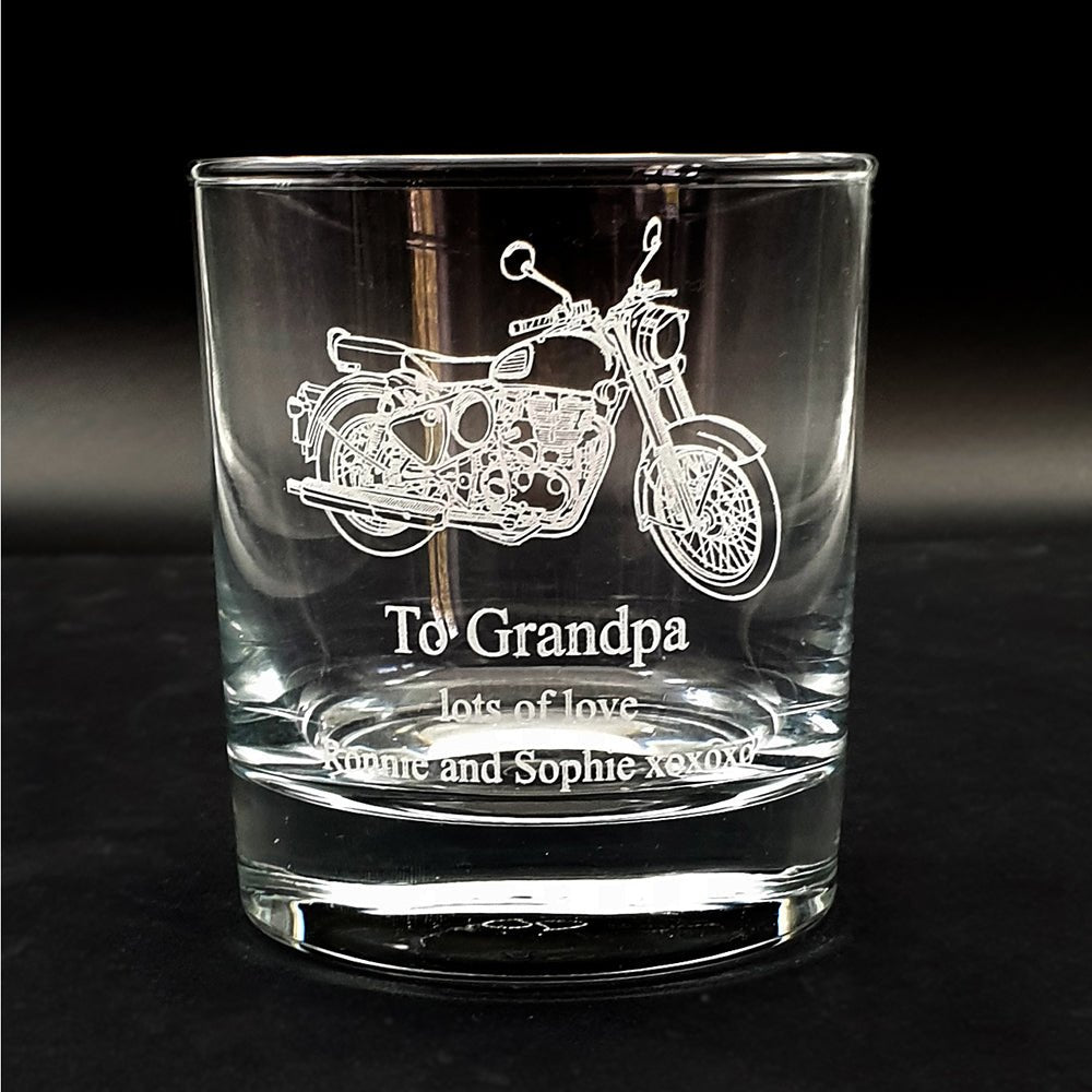 RE Classic 500 Motorcycle Tumbler Glass Selection | Giftware Engraved