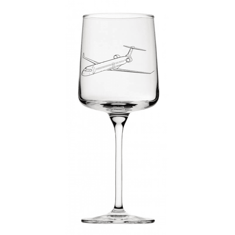 Bombardier CRJ Jet Aircraft Everyday Wine Glass | Giftware Engraved