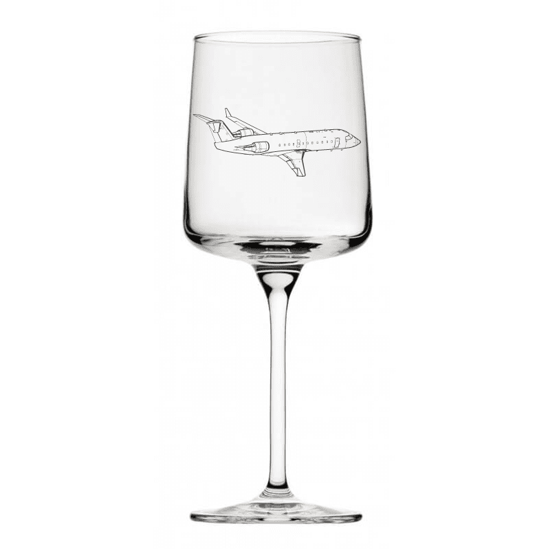 Bombardier CRJ Jet Aircraft Everyday Wine Glass | Giftware Engraved