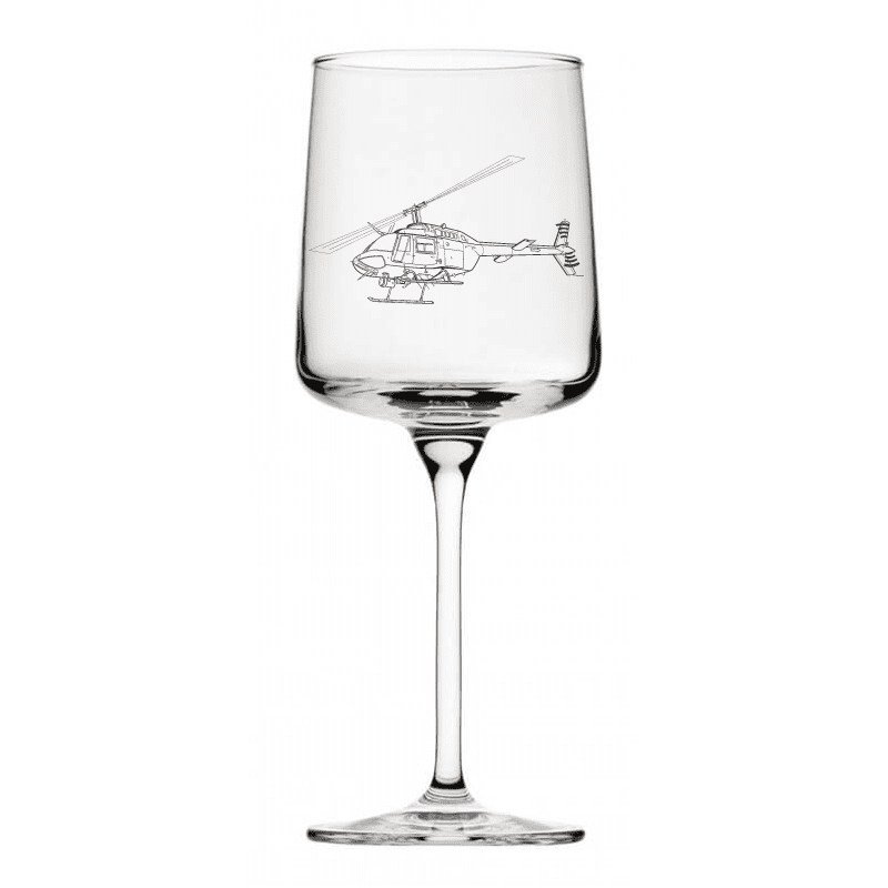 Bell 206 Jet Ranger Helicopter Wine Glass Selection | Giftware Engraved