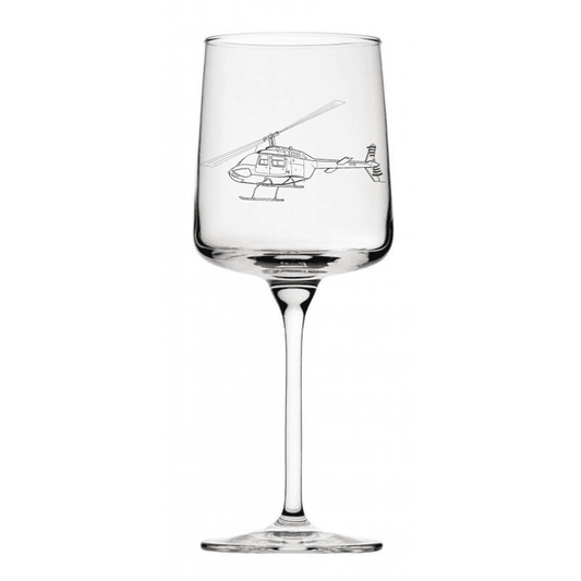 Bell 206 Jet Ranger Helicopter Wine Glass Selection | Giftware Engraved