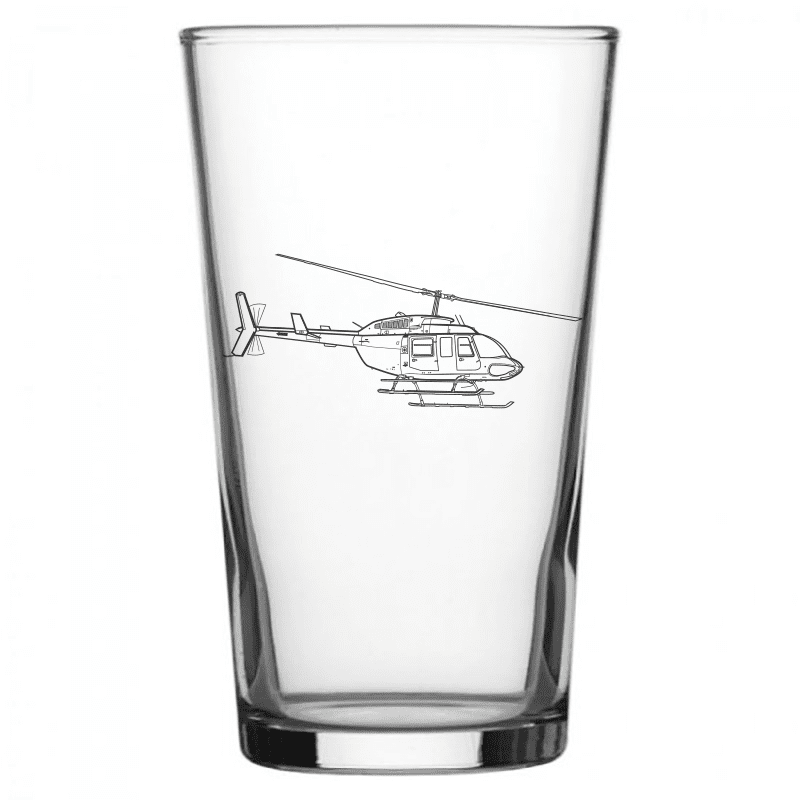 Bell 206 Long Ranger Helicopter Beer Glass | Giftware Engraved