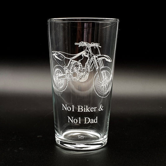 Dirt Bike Motorcycle Beer Glass | Giftware Engraved
