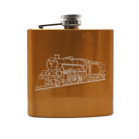 Steam Train Locomotive Steel Hip Flask | Giftware Engraved