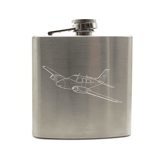 Beechcraft Baron Aircraft Steel Hip Flask | Giftware Engraved