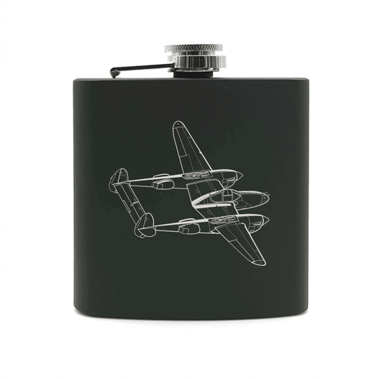 P38 Lightning Aircraft Steel Hip Flask | Giftware Engraved