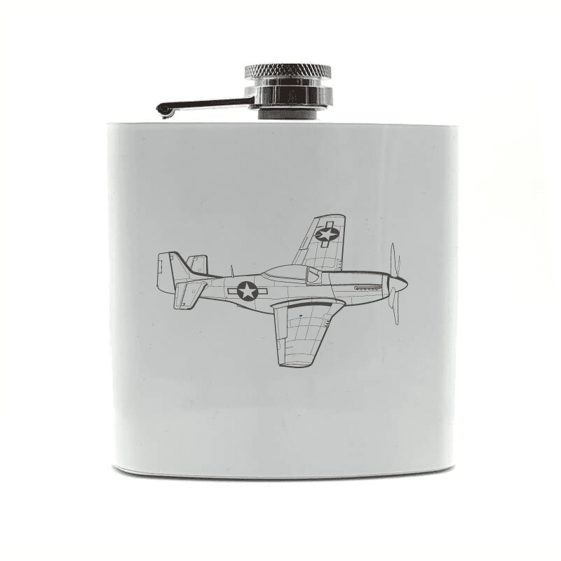P51 Mustang Aircraft Steel Hip Flask | Giftware Engraved