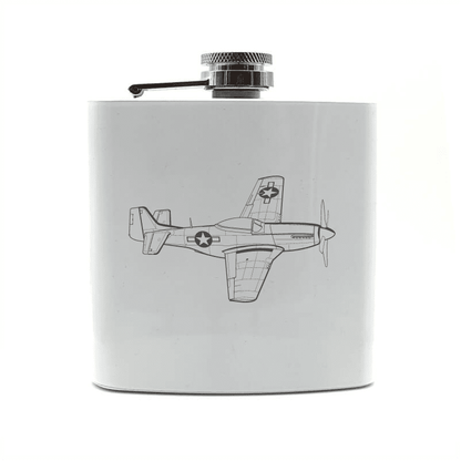 P51 Mustang Aircraft Steel Hip Flask | Giftware Engraved