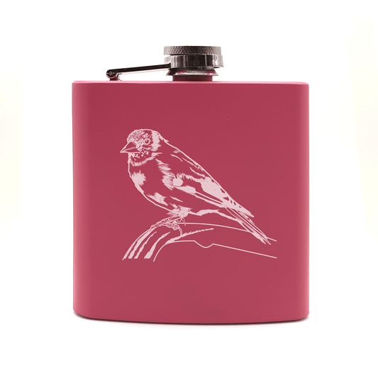 Gold Fitch Bird Steel Hip Flask | Giftware Engraved