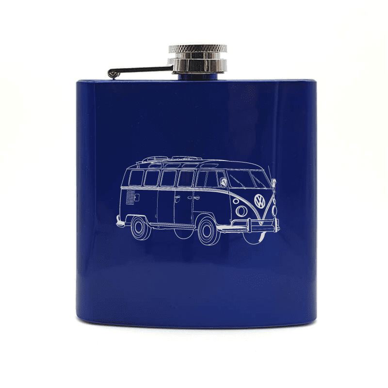 Hippy Campervan Steel Hip Flask | Giftware Engraved