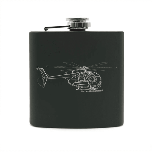 AH6 Little Bird Helicopter Steel Hip Flask | Giftware Engraved