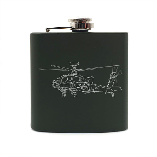 Apache Helicopter Steel Hip Flask | Giftware Engraved
