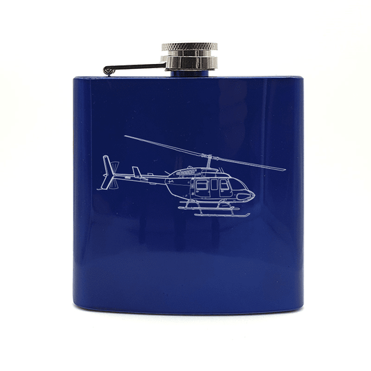 Bell 206 Long Ranger Helicopter Steel Hip Flask | Giftware Engraved