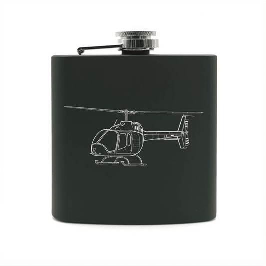 Bell 505 Jet Ranger X Helicopter Steel Hip Flask | Giftware Engraved