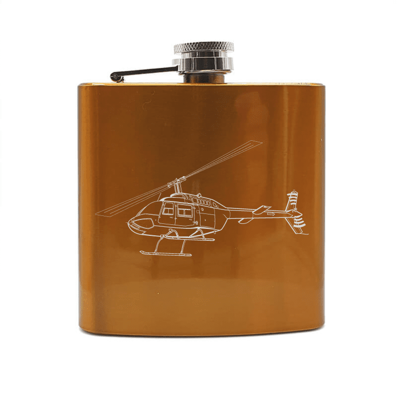 Bell 206 Jet Ranger Helicopter Steel Hip Flask | Giftware Engraved