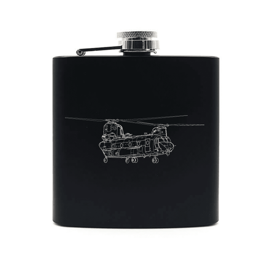 Chinook Helicopter Steel Hip Flask | Giftware Engraved
