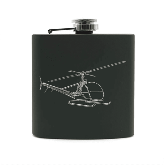 Hiller OH-23 Raven Helicopter Steel Hip Flask | Giftware Engraved