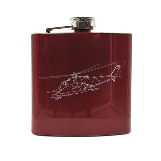 MI24 Hind Helicopter Steel Hip Flask | Giftware Engraved