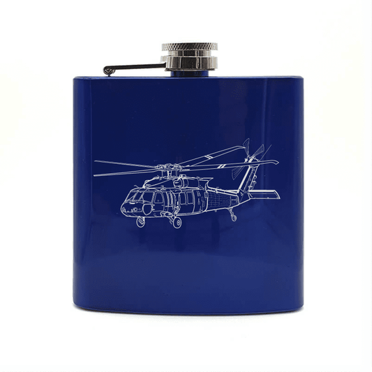 UH60 Blackhawk Helicopter Steel Hip Flask | Giftware Engraved