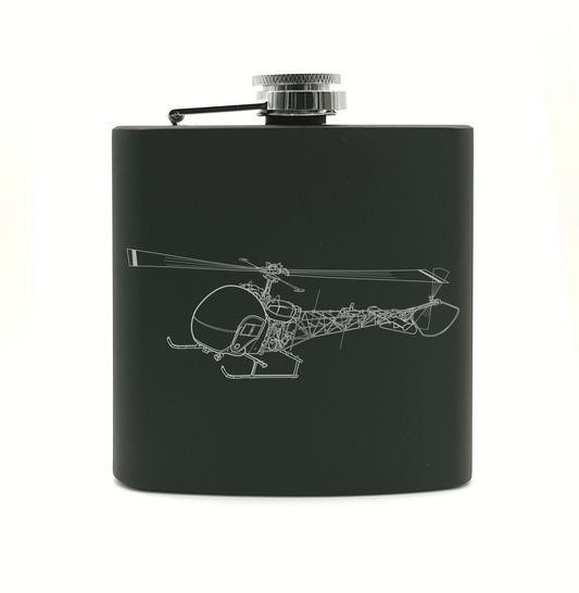 Bell 47 Sioux Helicopter Steel Hip Flask | Giftware Engraved