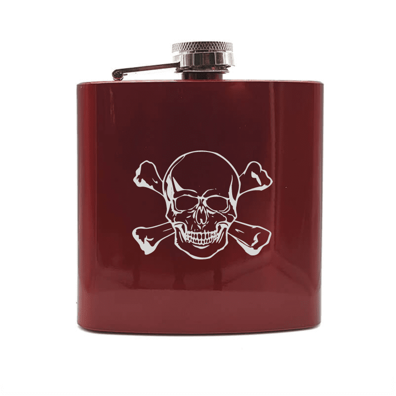 Skull & Crossbones Steel Hip Flask | Giftware Engraved