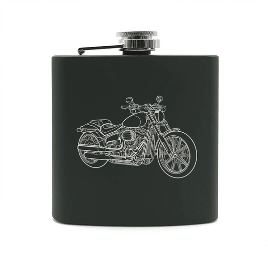 HD Breakout Motorcycle Steel Hip Flask | Giftware Engraved