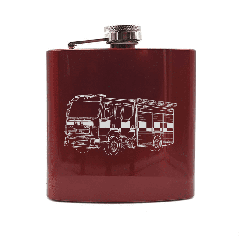 Fire Truck Steel Hip Flask | Giftware Engraved