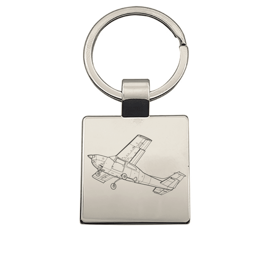 Illustration of Cessna 210 Centurion Aircraft Artwork Engraved on Keyring | Giftware Engraved