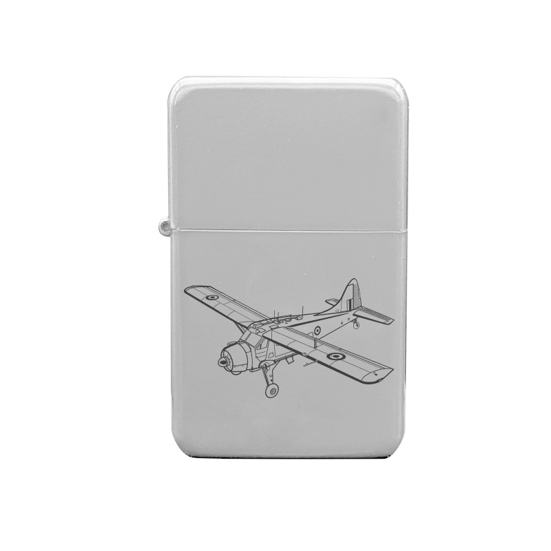 Illustration of de Havilland Canada Beaver Aircraft Artwork engraved on Fuel Lighter | Giftware Engraved