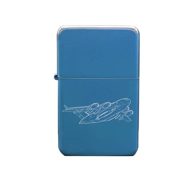 Illustration of C17 Globemaster Aircraft Artwork engraved on Fuel Lighter | Giftware Engraved