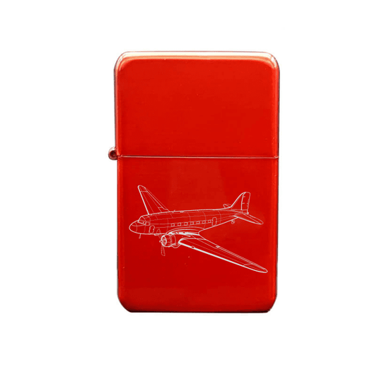 Illustration of Douglas DC3 Aircraft Artwork engraved on Fuel Lighter | Giftware Engraved