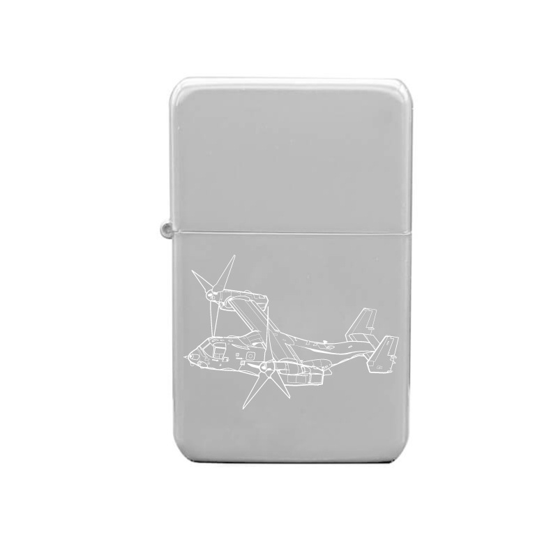 Illustration of V22 Osprey Aircraft Artwork engraved on Fuel Lighter | Giftware Engraved