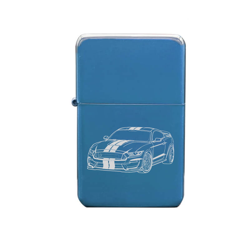 Illustration of Ford Shelby Mustang Artwork engraved on Fuel Lighter | Giftware Engraved