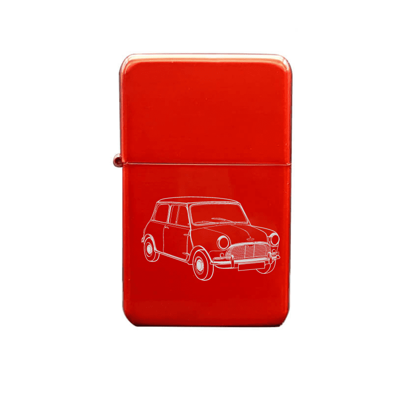 Illustration of Mini Cooper Artwork engraved on Fuel Lighter | Giftware Engraved