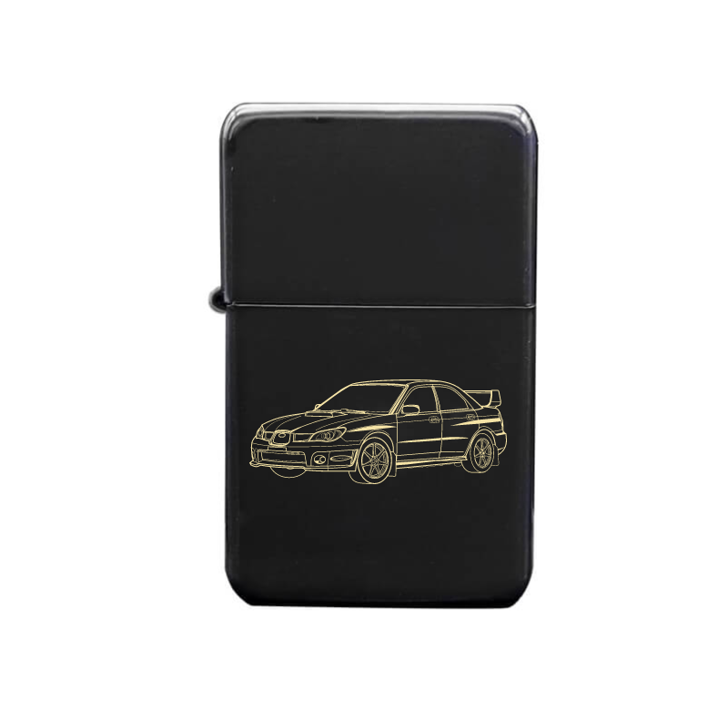Illustration of Subaru WSX Impreza Artwork engraved on Fuel Lighter | Giftware Engraved