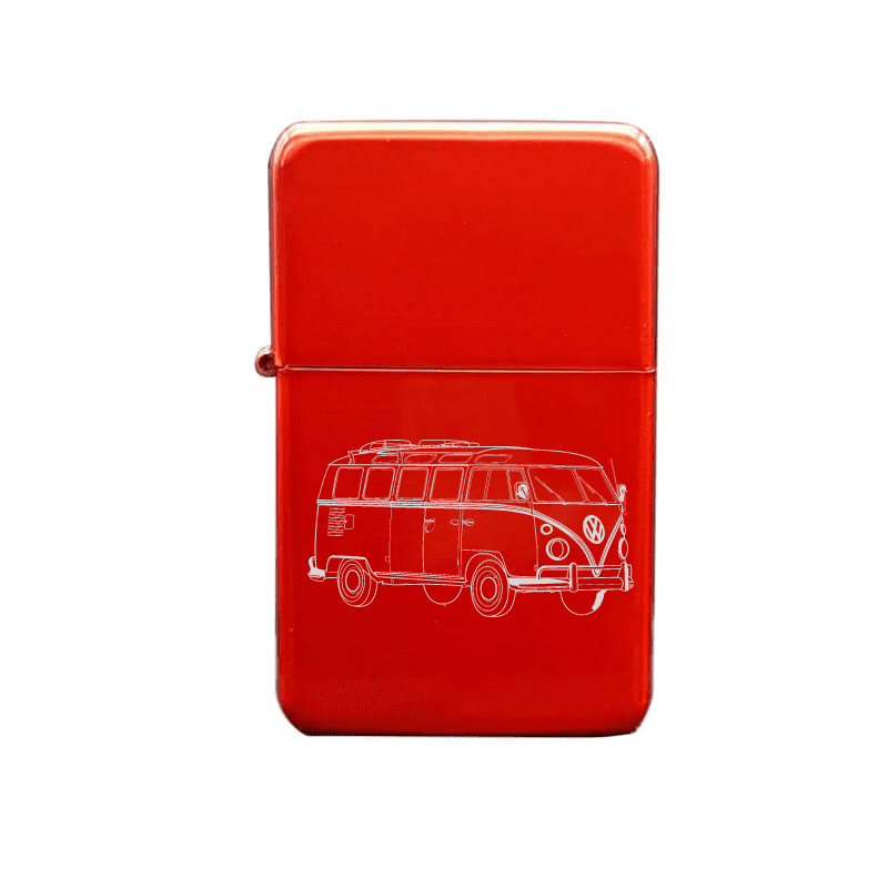 Illustration of Hippy Campervan Artwork engraved on Fuel Lighter | Giftware Engraved