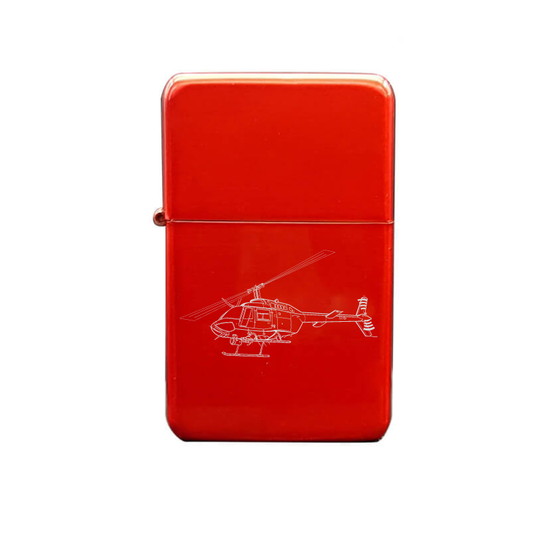 Illustration of Bell 206 Jet Ranger Helicopter Artwork engraved on Fuel Lighter | Giftware Engraved