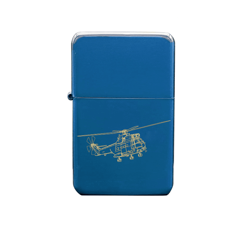 Illustration of Puma Helicopter Artwork engraved on Fuel Lighter | Giftware Engraved