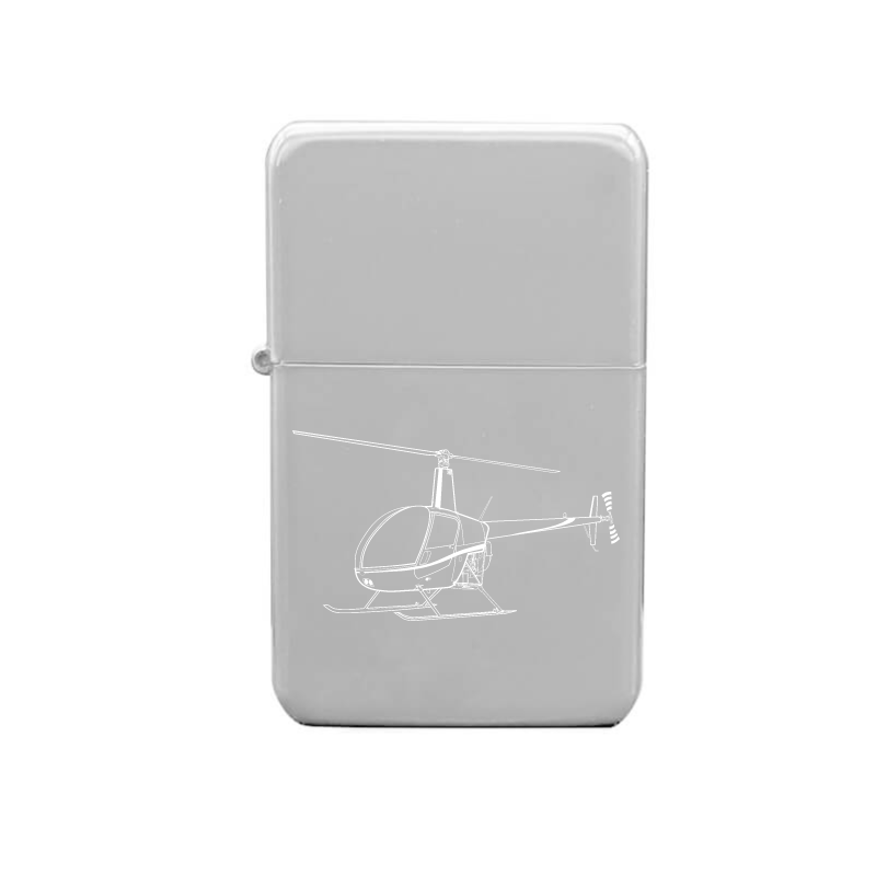 Illustration of Robinson R22 Helicopter Artwork engraved on Fuel Lighter | Giftware Engraved