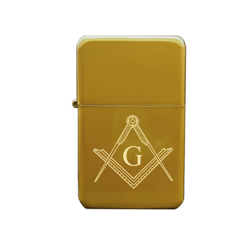 Illustration of Masonic Compass & Set Square with G Artwork engraved on Fuel Lighter | Giftware Engraved