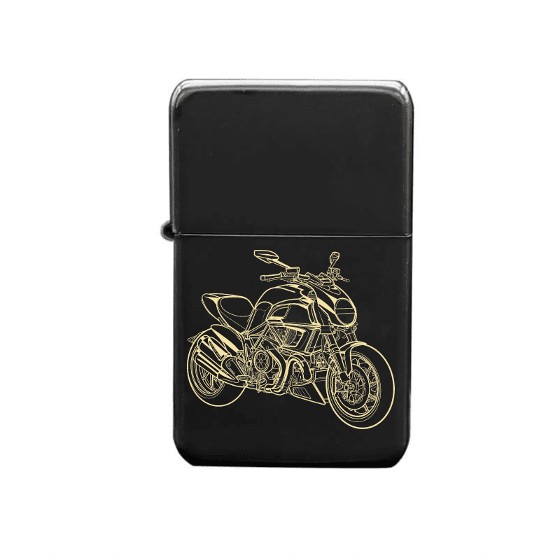 Illustration of Ducati Diavel Motorcycle Artwork engraved on Fuel Lighter | Giftware Engraved