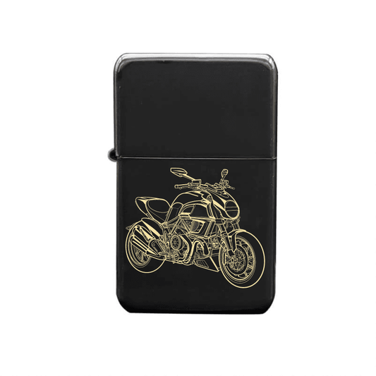 Illustration of Ducati Diavel Motorcycle Artwork engraved on Fuel Lighter | Giftware Engraved