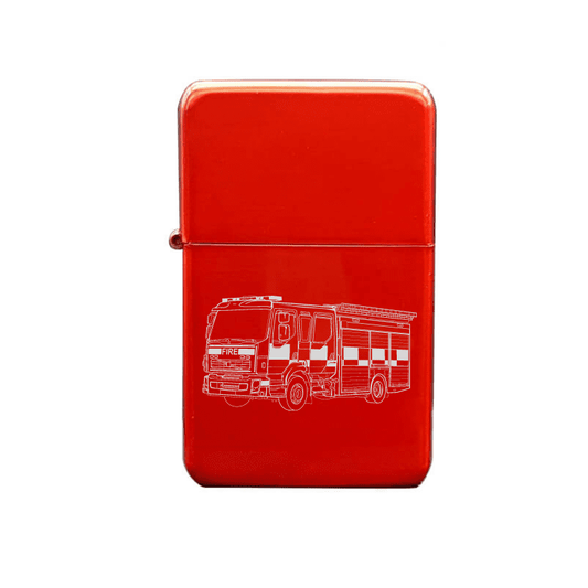 Illustration of Fire Truck Artwork engraved on Fuel Lighter | Giftware Engraved