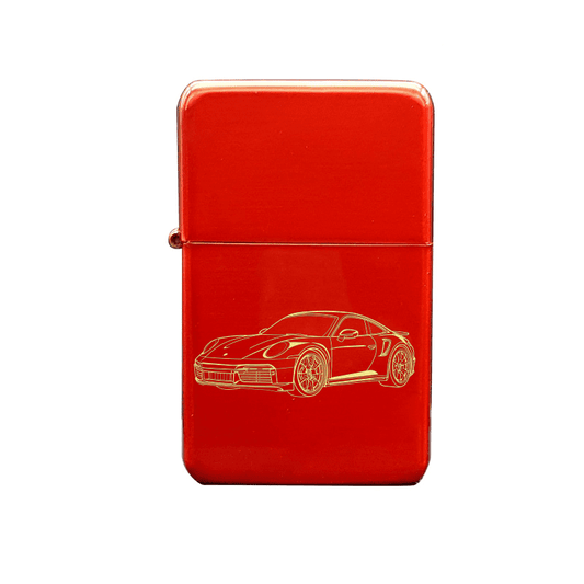 Illustration of Porsche 911 Artwork engraved on Fuel Lighter | Giftware Engraved