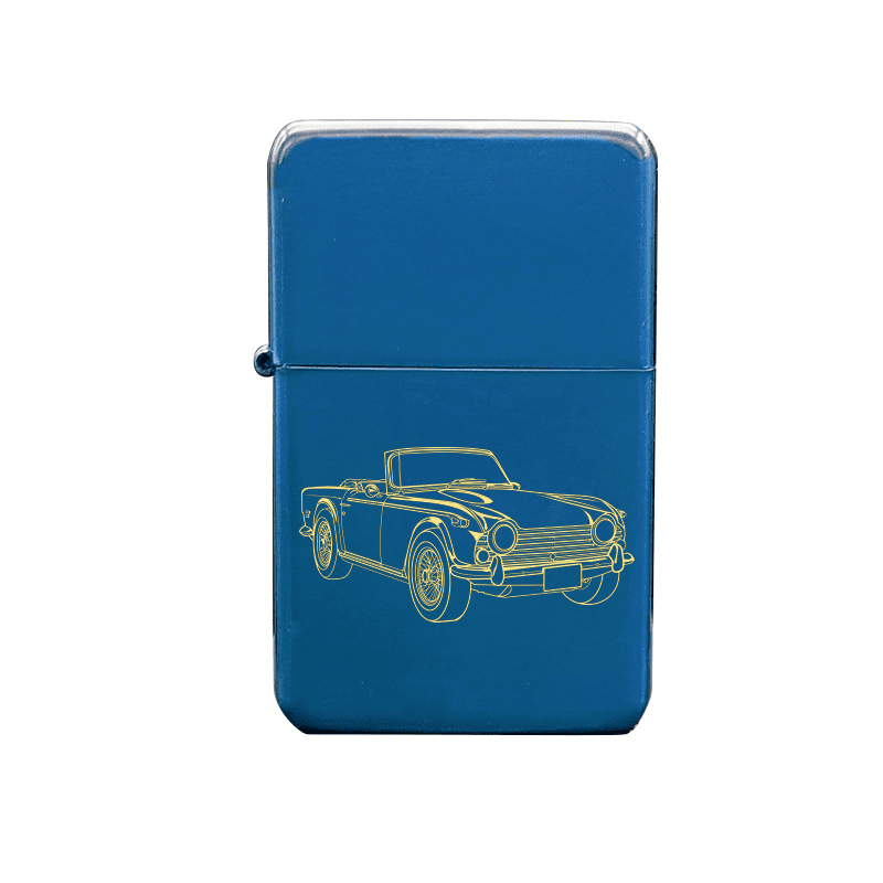 Illustration of Triumph TR250 Artwork engraved on Fuel Lighter | Giftware Engraved