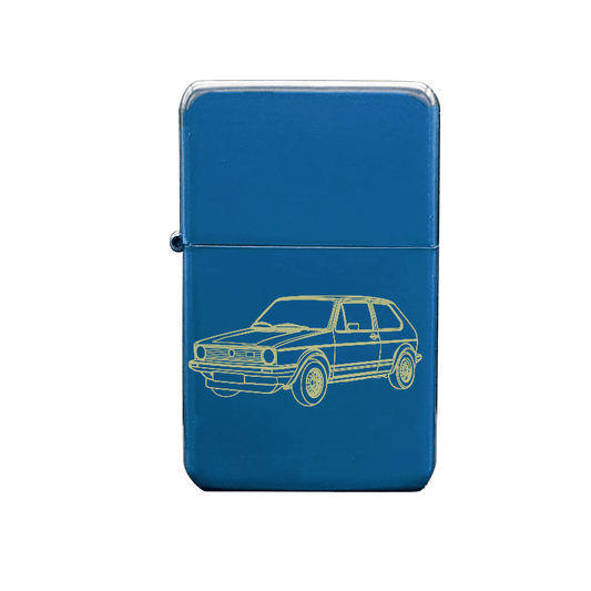 Illustration of VW Golf Mk 1 Artwork engraved on Fuel Lighter | Giftware Engraved