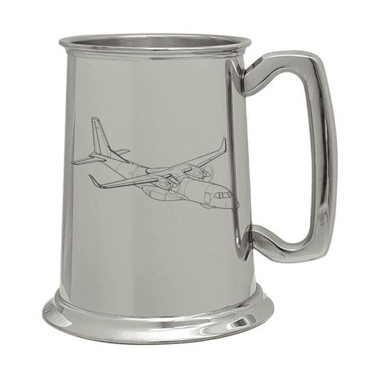 Illustration of Airbus C295 Aircraft Engraved on Pewter Tankard | Giftware Engraved