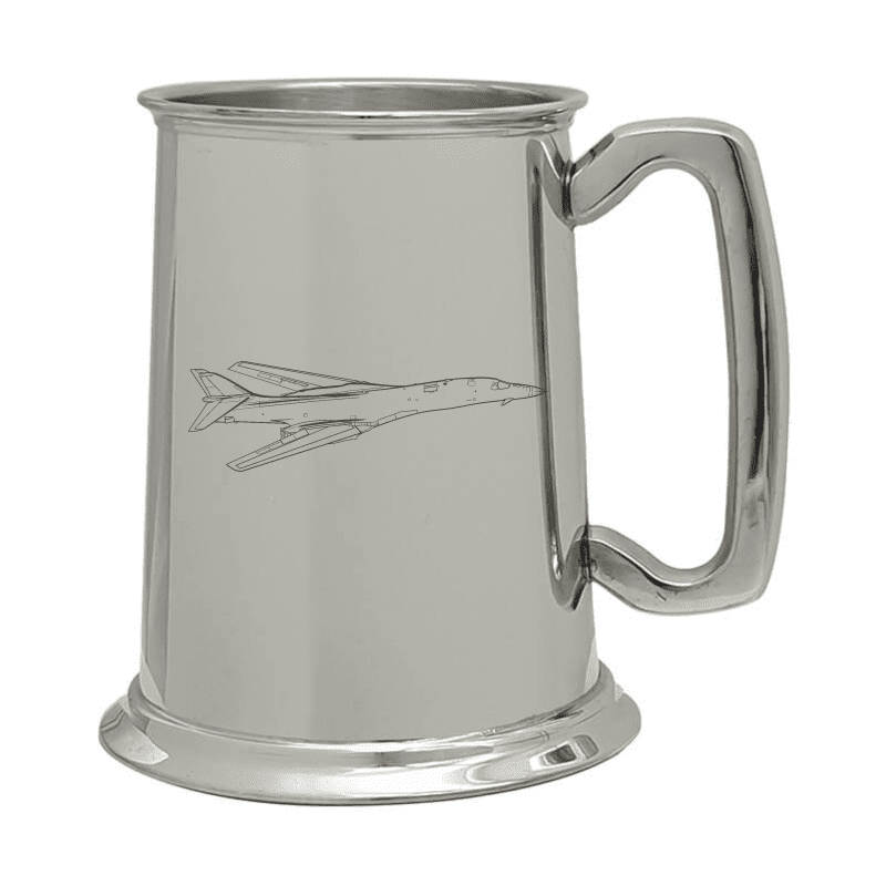 Illustration of Rockwell B1 Lancer Aircraft Engraved on Pewter Tankard | Giftware Engraved