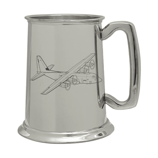 Illustration of C130 Hercules Aircraft Engraved on Pewter Tankard | Giftware Engraved